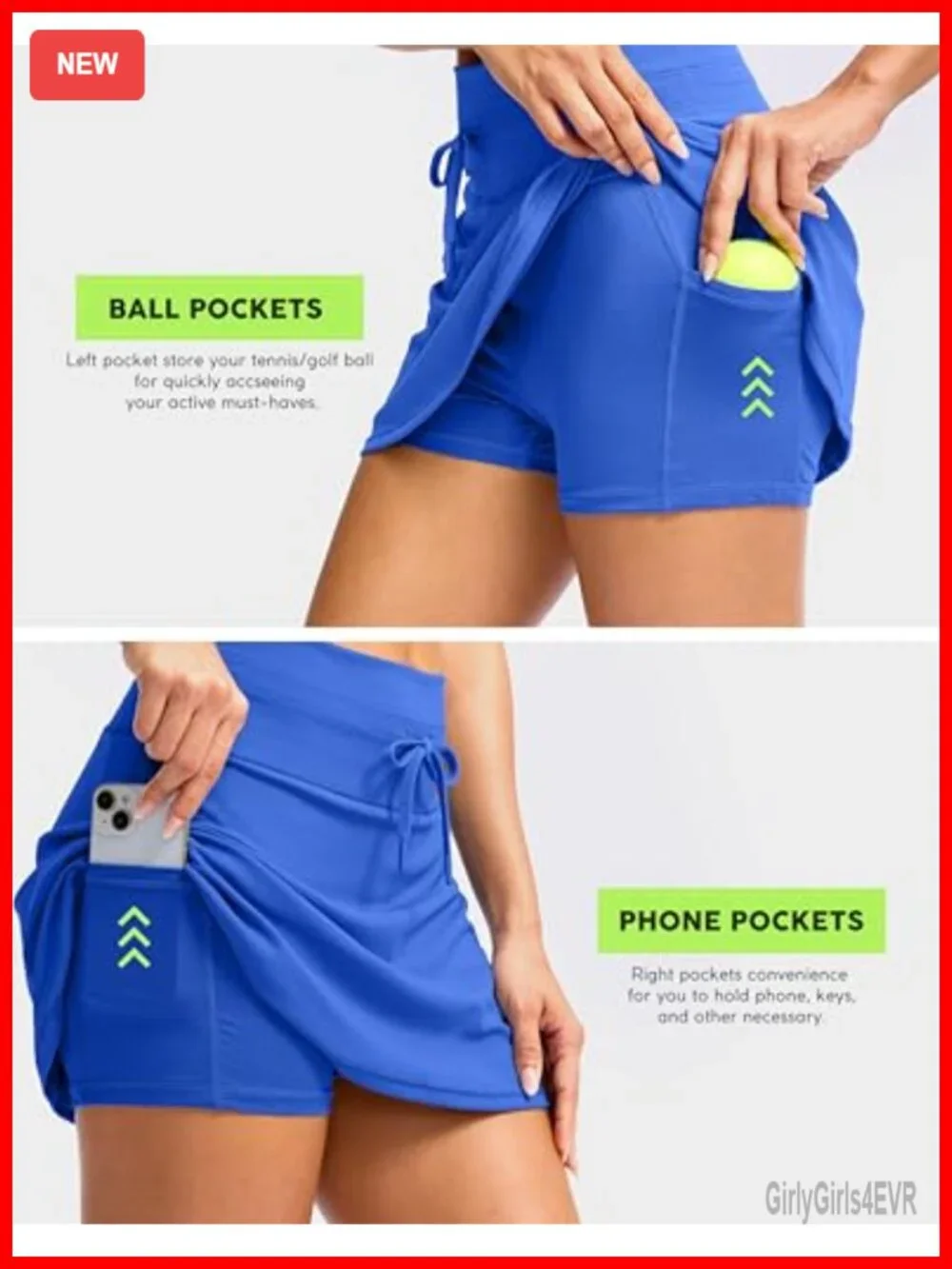High Waisted Tennis Skirt with Pockets Built-in Shorts Athletic Skort for Women